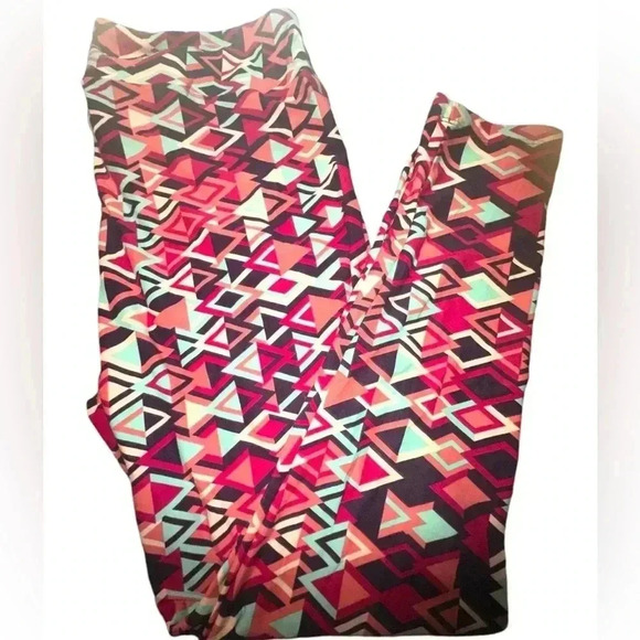 Lularoe TC2 purple& pink geometric leggings. OG designer Patrick quality &fit. - Picture 2 of 6